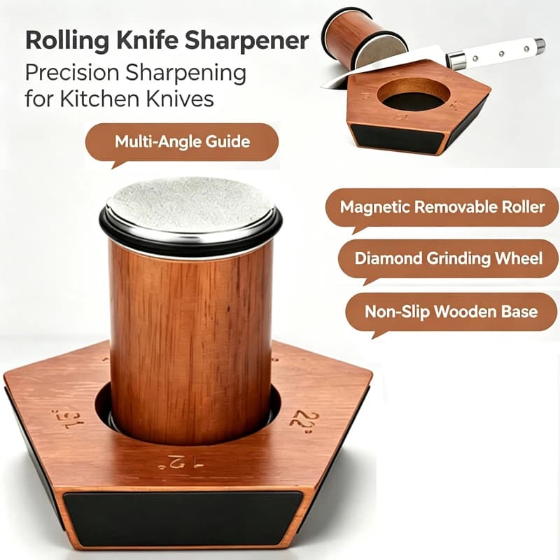 Precision Rotary Knife Sharpener 5 Angles 12-22° with Magnetic Base, Wood and Diamond 240-10000 #Kitchen