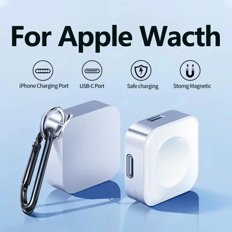 Portable Wireless Clock Charger Type C 8pin Two interfaces for Apple Watch S9 8 7 6 5 4 3 2 1 SE Ultra Series Quick Charger