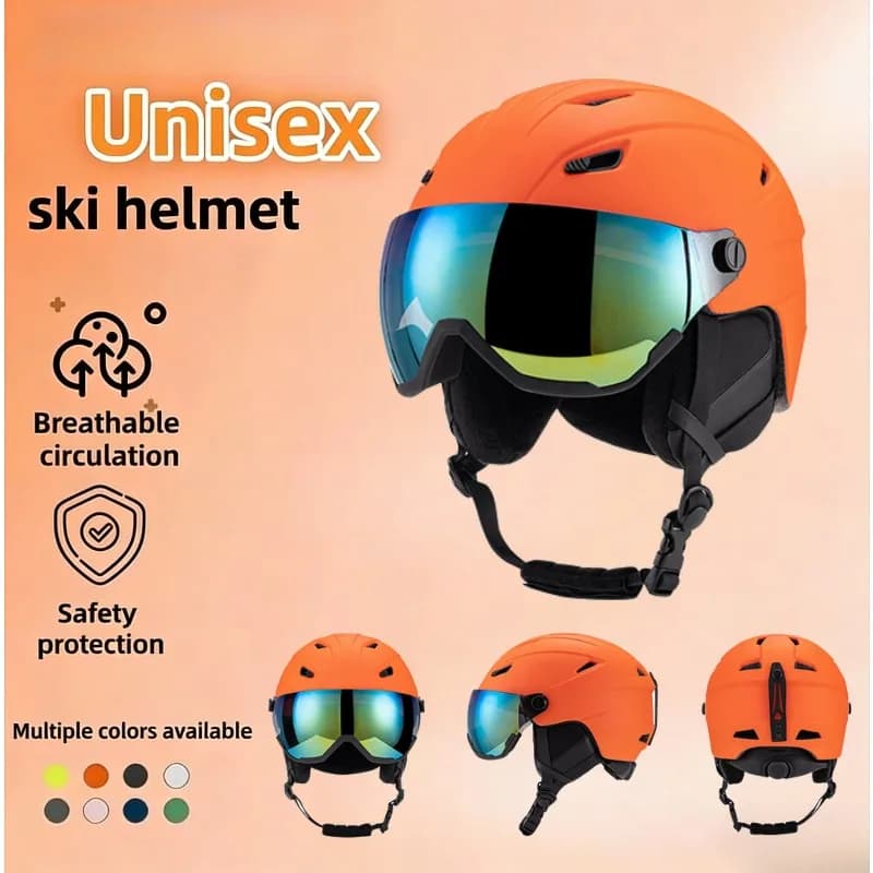Casco da sci professionale traspirante EPS + ABS Occhiali da esterno combinati Casco di sicurezza da sci integrato