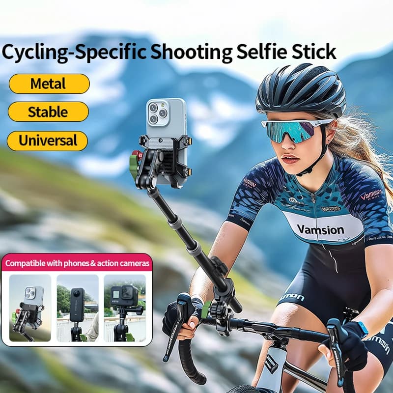 Supporto per Selfie Stick in Lega di Alluminio per Moto e Bicicletta, Compatibile con iPhone 17 16 15 14 Samsung Gopro, Estensibile e Antifurto