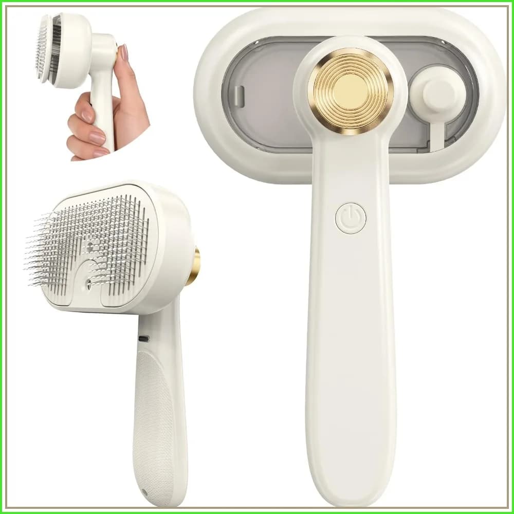 3-in-1 Spray Grooming Comb for Dogs & Cats - Self-Cleaning Mist Brush Softens Fur & Reduces Static, Ideal for Long Short Hair and Bath-Hating Pets
