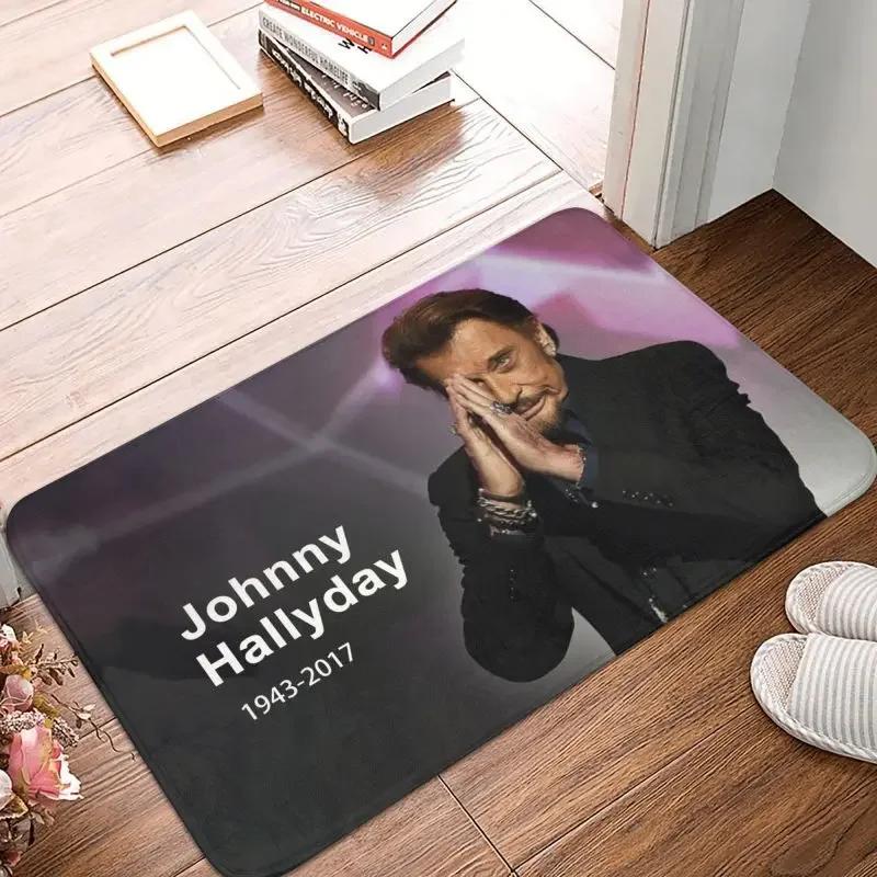 Rock Johnny Hallyday Porta Pavimento Bagno Tappetino da cucina Antiscivolo Cantante francese Musica Zerbino Soggiorno Ingresso Tappeto Tappetino