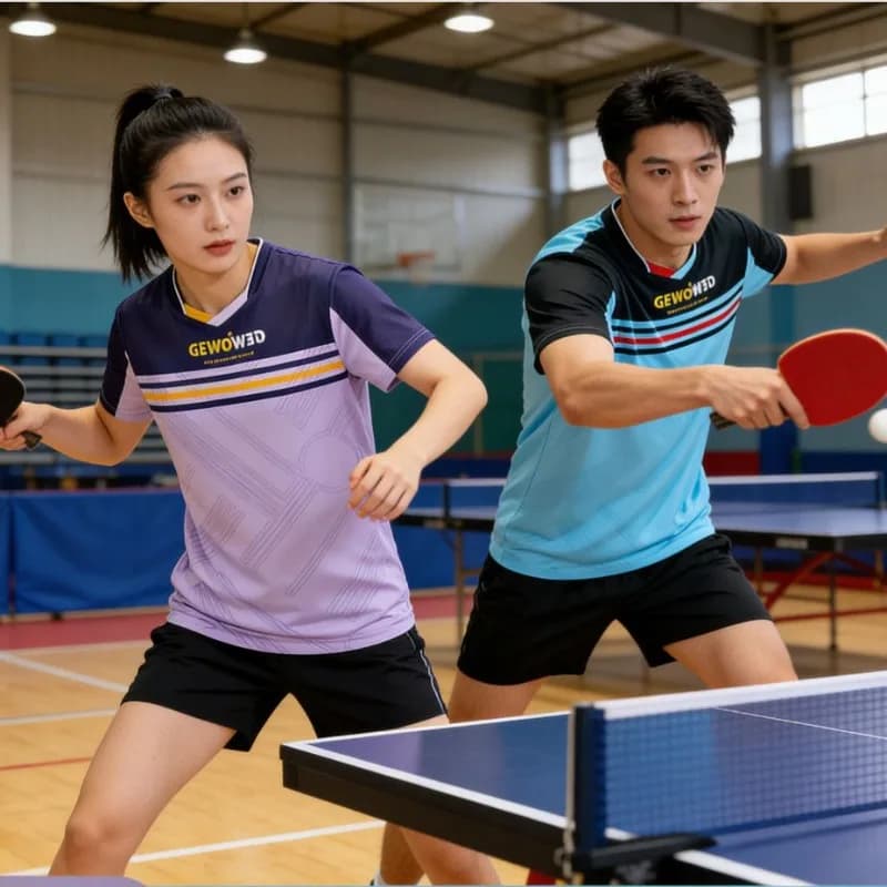GEWO nuova maglietta sportiva da ping pong a maniche corte per uomo e donna, tessuto ad asciugatura rapida, traspirante