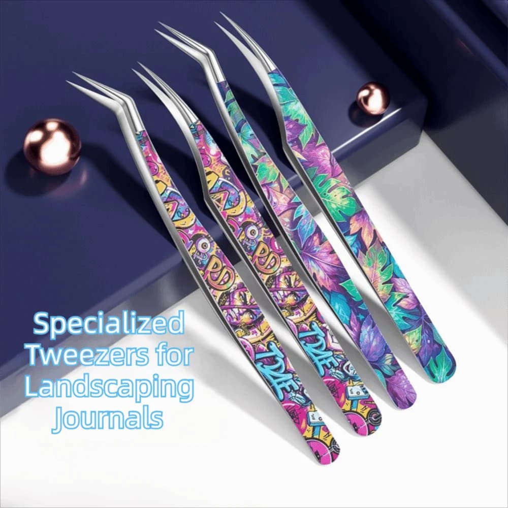 Metal Curved Stickers Tweezers Anti-static Cartoon False Eyelash Tweezers High Precision Lashes Extension Tweezer