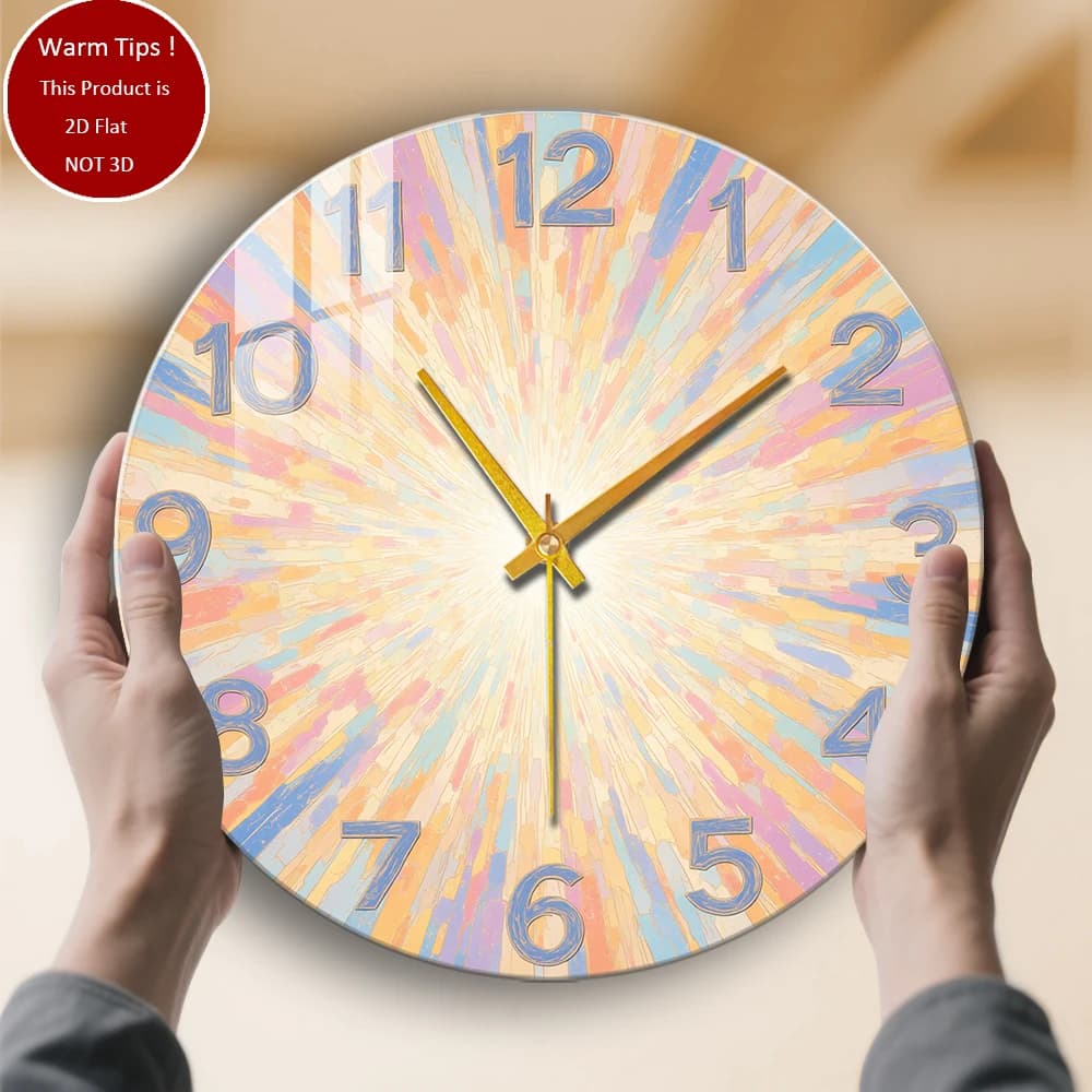 Tempered Glass Wall Clock Sunburst watch vibrating design suitable for home or table room wall decoration anywhere