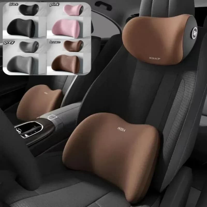 LUSQI Amagi Cuscino per poggiatesta e supporto lombare in memory foam per auto, cuscino ergonomico per sedia da ufficio, letto, seggiolino auto