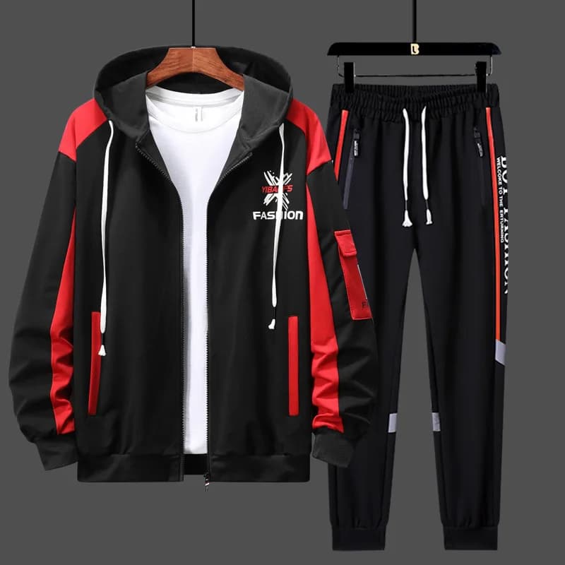 2024 sports suit Men's casual spring/autumn Cardigan with hood sweatshirt with two-piece trousers