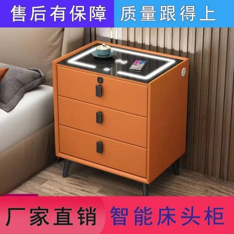 Comodino intelligente personalizzato per il commercio estero con tre pompe, luce a tre colori, ricarica wireless, audio Bluetooth, blocco con impronta digitale e SIM