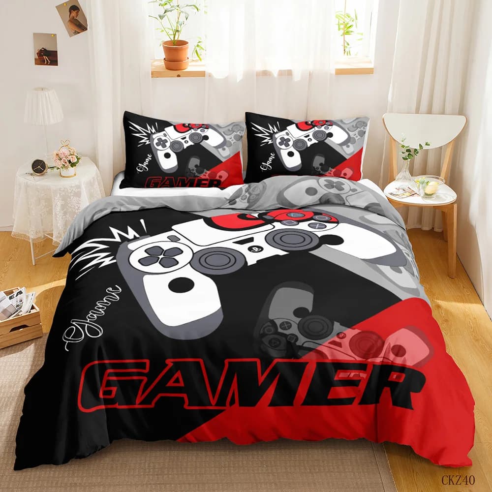 Set di biancheria da letto per giocatore per ragazzo, Set copripiumino per Controller Gamepad King Size, videogiochi Home Decor copripiumino per camera da letto per adolescenti