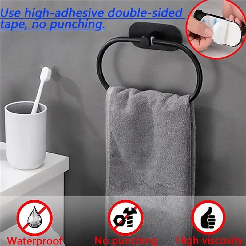 Portasciugamani Autoadesivo in Acciaio Inossidabile per Bagno, Anello Appendi Asciugamani, Accessori per Cucina, Porta Asciugamani - AT30