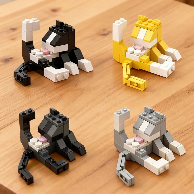 Kit modello giocattolo per gatti Giocattoli animali per bambini Giocattoli artigianali Blocchi di costruzione Montessori Assemblaggio Blocchi regalo per bambini