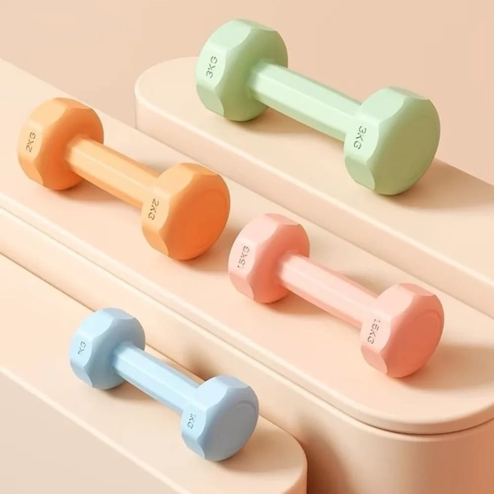 High Quality 1kg Fitness Dumbbell Set Waterproof Non-Slip Kettlebell Anti-Roll PVC Small Dumbbell Home Equipment