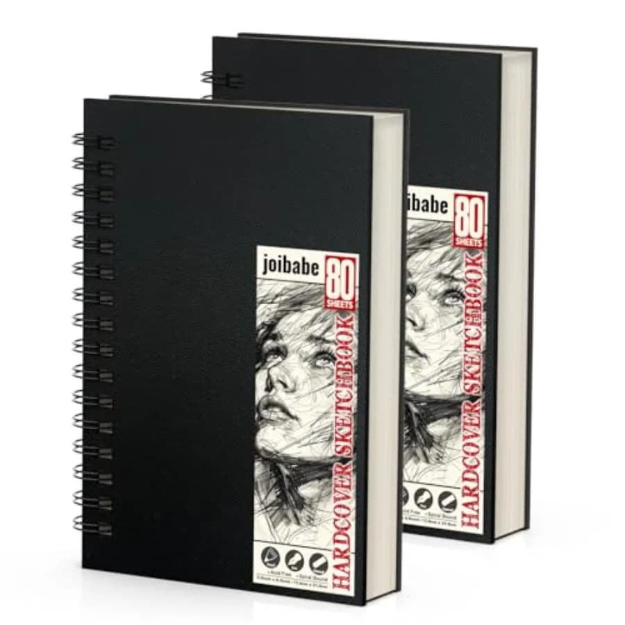 5.5" x 8.5" Sketch Book 2 Pack 80-Sheets 68lb/100gsm Double-Sided Hardbound Sketchbook, Spiral Bound, Acid Free Paper Painting