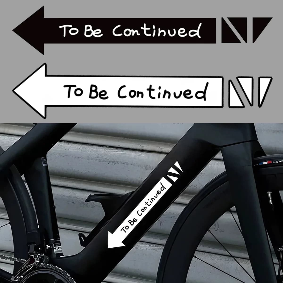 2Pcs/set "To Be Continued" Arrow Vinyl Stickers, Meme Style Waterproof Decals for Motorcycle Bike E-Bike