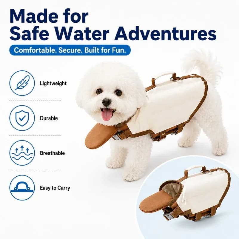 Adjustable Dog Life Jacket with Rescue Handle Chin Float Breathable Swim Vest for Small Medium Dogs Safety Pet Vest