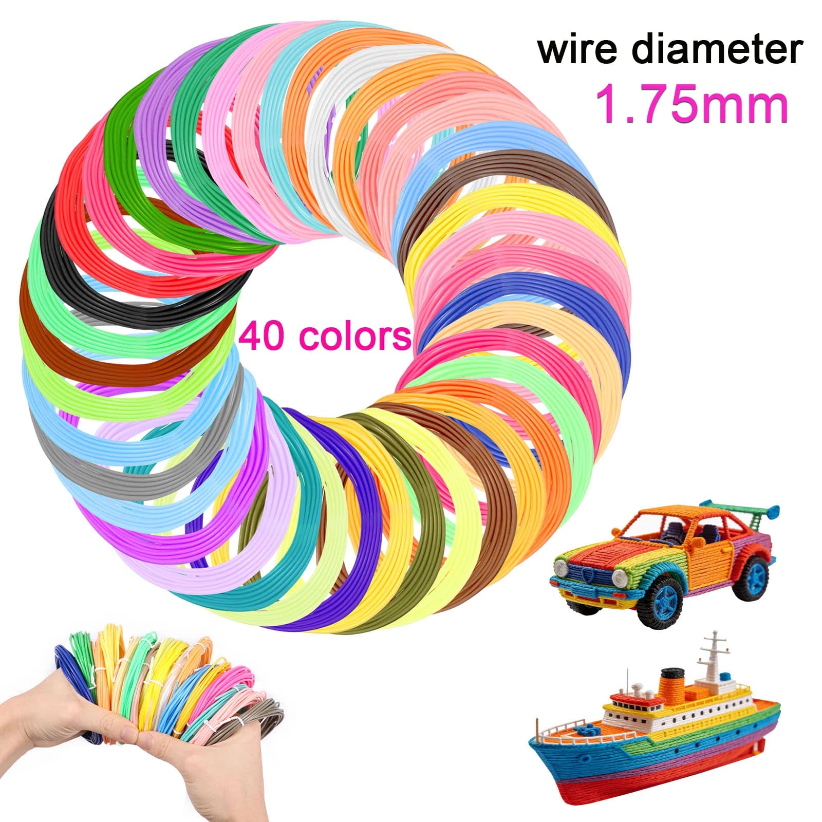 3D Pen Filament Filament for 3D Pen 40 Colors 3D Printer PLA Filament from 1,75 mm 5M For MYNT3D SCRIB3D PIKA3D Pen 3D Printing Pens from 1,75 mm