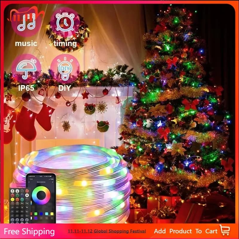 Stringa USB di lucine a LED color da sogno per camera da letto, feste, matrimoni, albero di Natale, illuminazione decorativa da giardino esterno