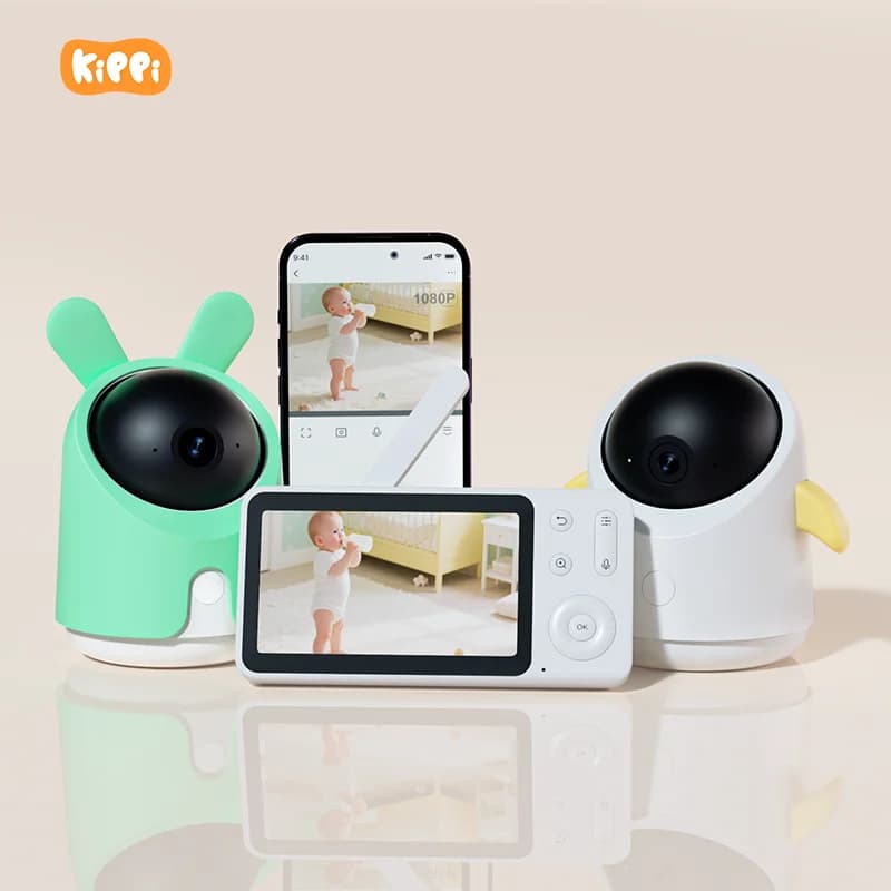 Telecamera WiFi Wireless 3MP per Monitoraggio Neonati, Visione Notturna, Notifiche Cibo/Pianto, Supporto APP 2.4GHz, Monitor Sonno Bambino