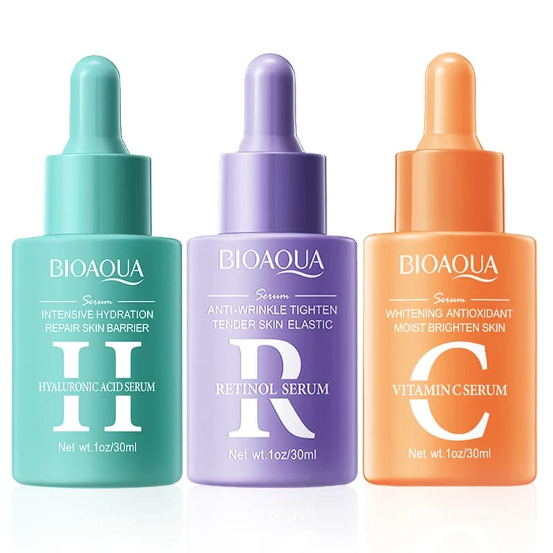 1/3 pcs BIOAQUA Vitamin C Retinol Hyaluronic Acid Serum for Hydrating Face Scratch Resistant Face Essence Skin Care Set