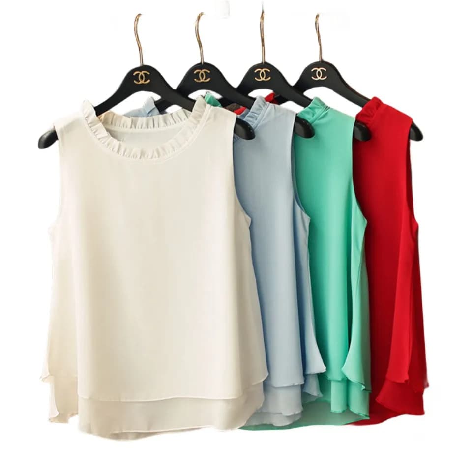 Women's white chiffon shirt, strong sizes, for office and casual, with curled neck, fashionable top, female blusa