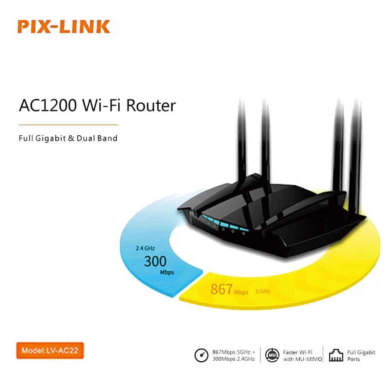 AX1200 Mesh WIFI Gigabit Router PIX-LINK 2.4G 5GHz Dual-Band AC22 WIFI Wireless Signal Amplifier WiFi Repeater Network