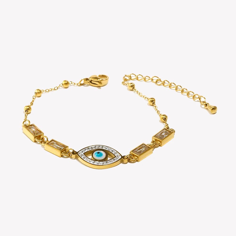 E.B.belle Eyes bracciale rettangolare con strass bianco impermeabile placcato oro 18 carati gioielli moda accessori in acciaio inossidabile 316L