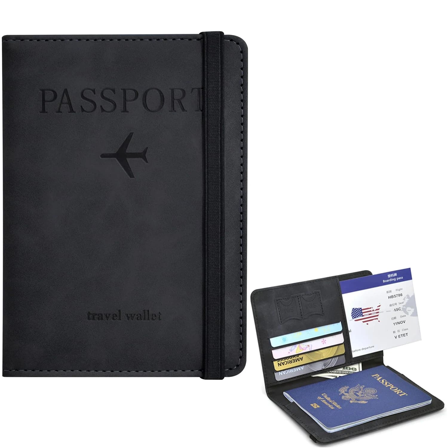 Wallet Wallet Cover Essential travel elements Leather card holder with RFID block International travel accessories for woman/man