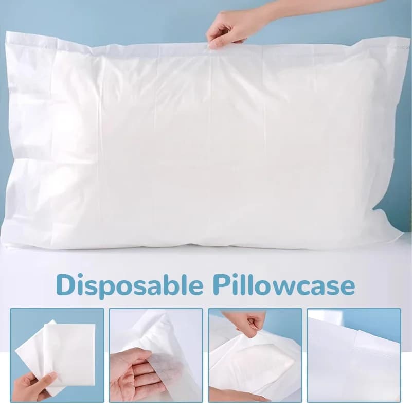 Thick Soft Disposable Non‑Woven Pillow Covers, Hygienic Dirt‑Proof Breathable Pillow Protector for Travel Hotel Dorm Home Beauty