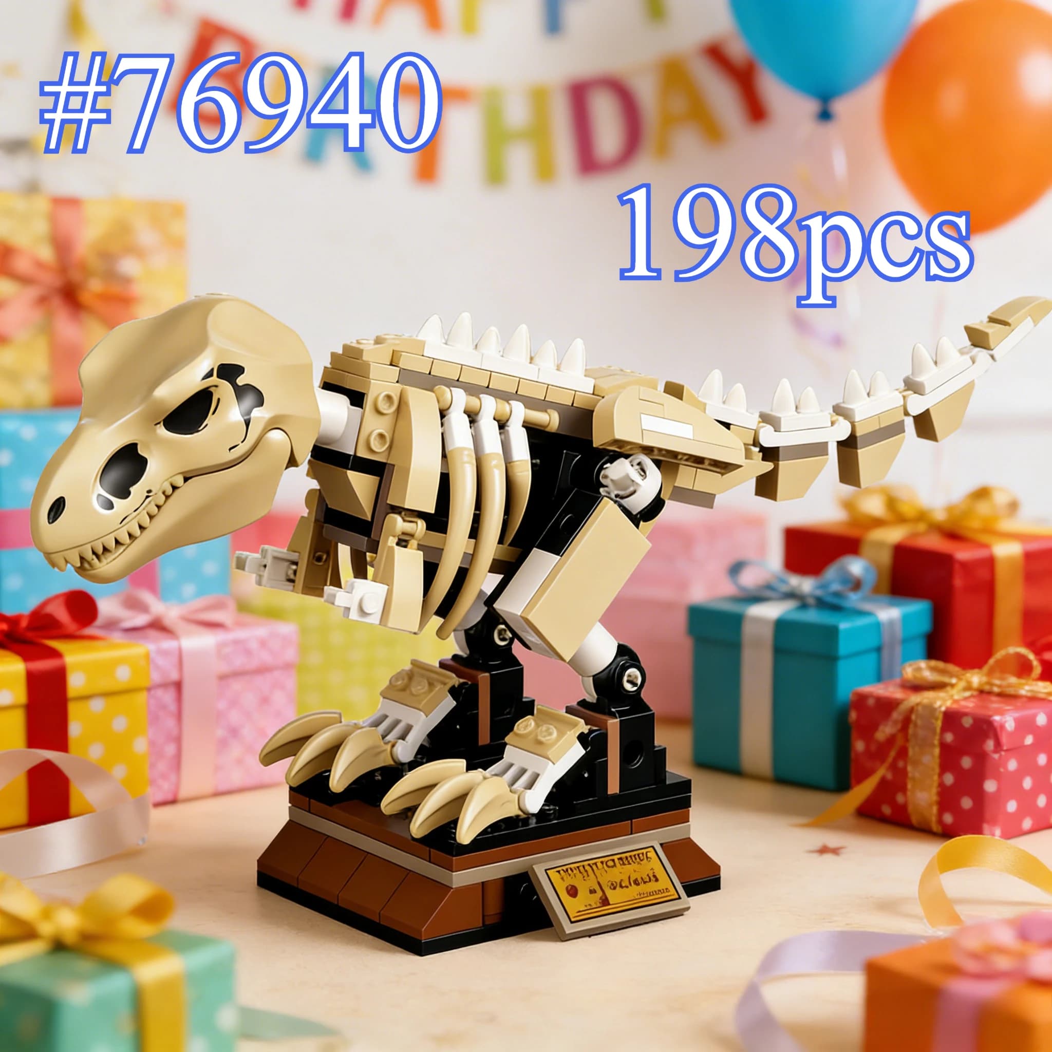 Divertenti set di blocchi da costruzione Tyrannosaurus Rex modello 76940 adatti per regali di Natale compatibili con particelle Legoed, 198 pezzi.