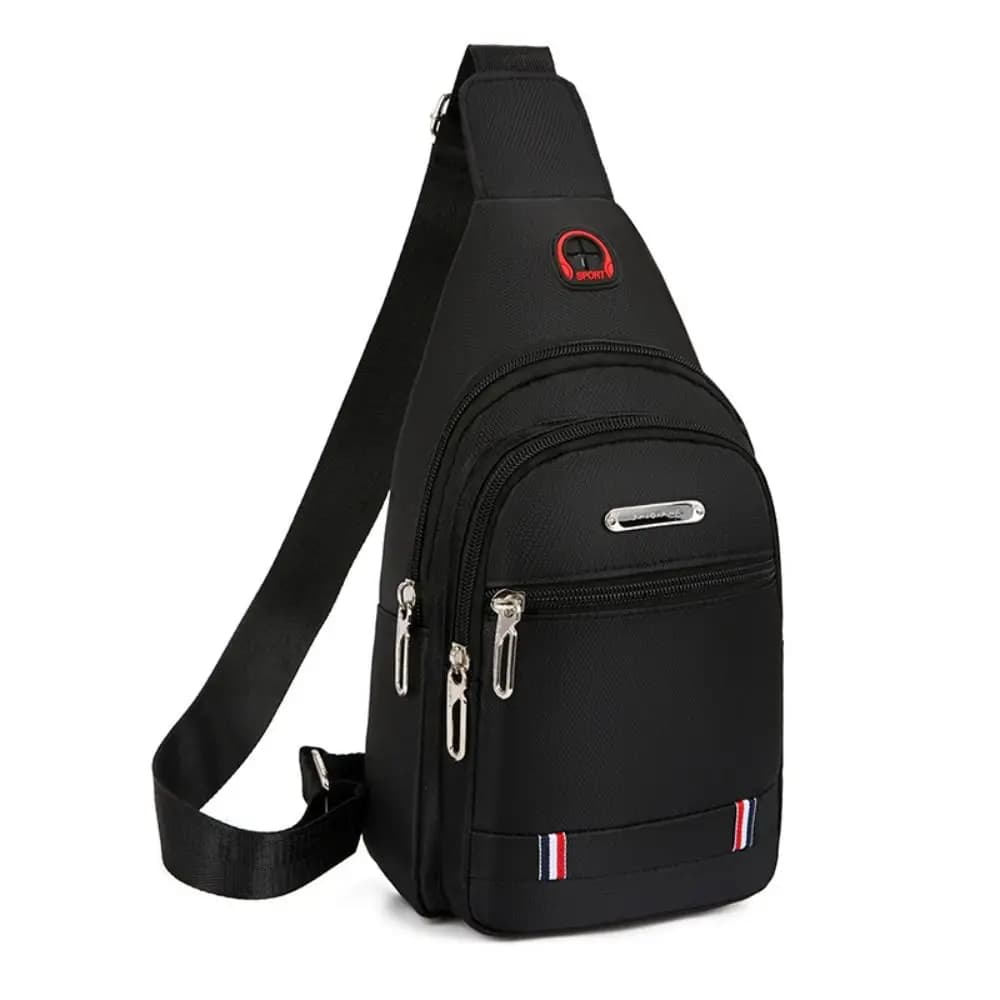 Borse a tracolla da uomo nere grigie marroni Nuovo rettangolo in tessuto Oxford Borsa a tracolla da uomo con ricarica USB Borsa a tracolla da uomo con 3 cerniere