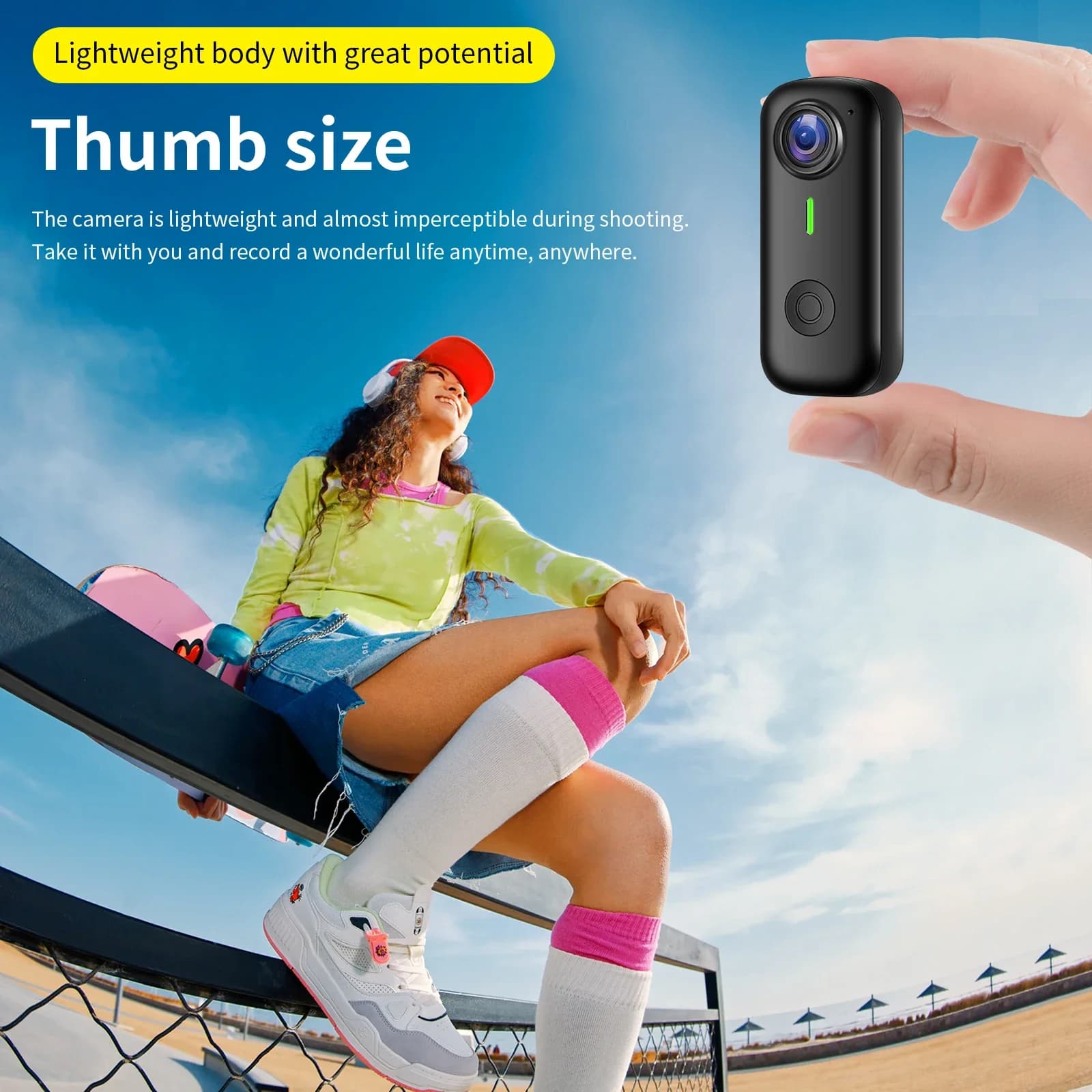 Videocamera sportiva portatile a forma di collana, in grado di registrare video, ideale per ciclismo e come registratore per vlog di animali domestici