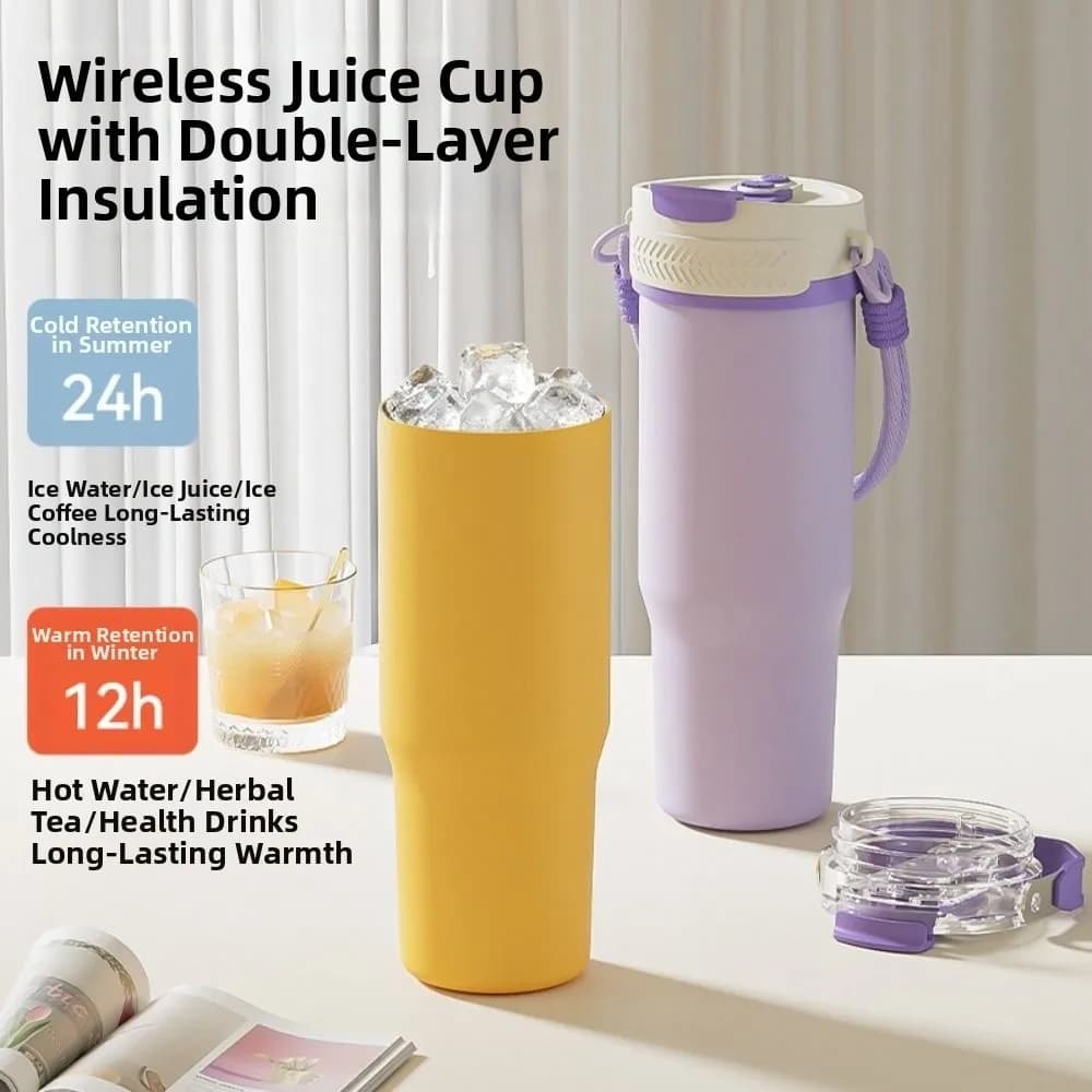 USB Charging Electric Juicer Cup Large-Capacity Dual-Drink Vacuum Cup Stainless Steel High-Speed Portable Blender Home