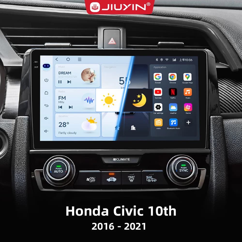 For Honda Civic 10th 2016 2017 2018-2021 Android 14 Carplay Car Radio Multimedia Video Player GPS Navigation 4G WIFI