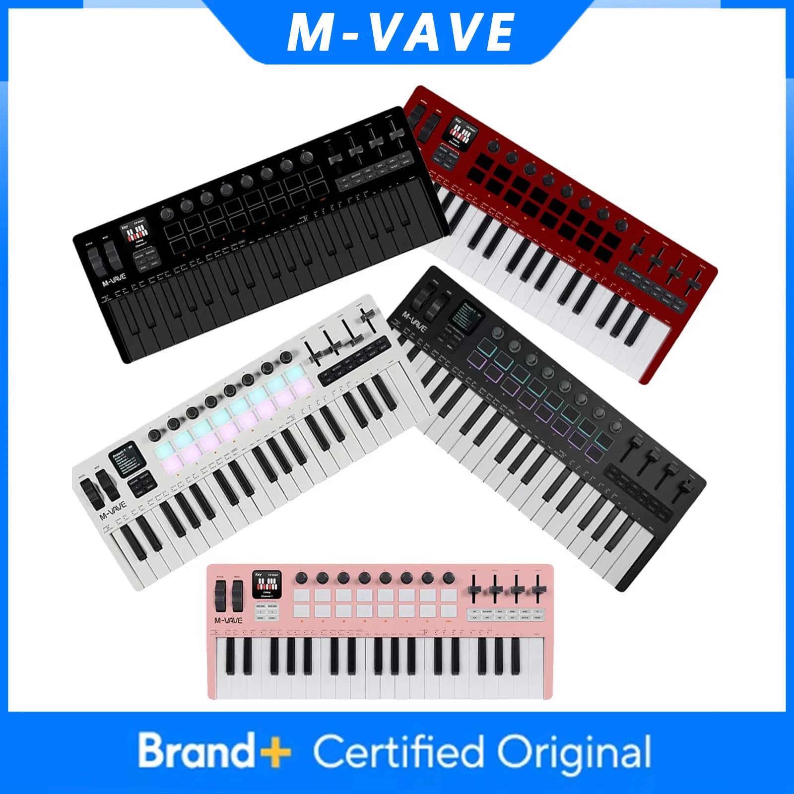 M-VAVE SMK-37 PRO Tastiera MIDI a 37 Tasti con 16 Drum Pads, Sorgente Sonora con Supporto per Connessione Wireless a Sistemi Multipli