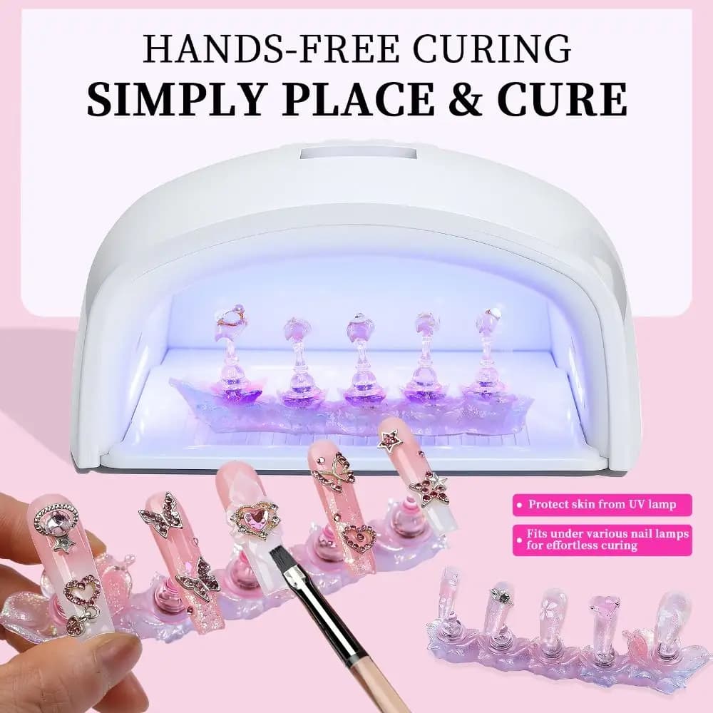 Supporto Magnetico per Unghie Aurora Butterfly con Base Trasparente e Motivo Floreale, Espositore per Smalto Gel e Punte per Unghie