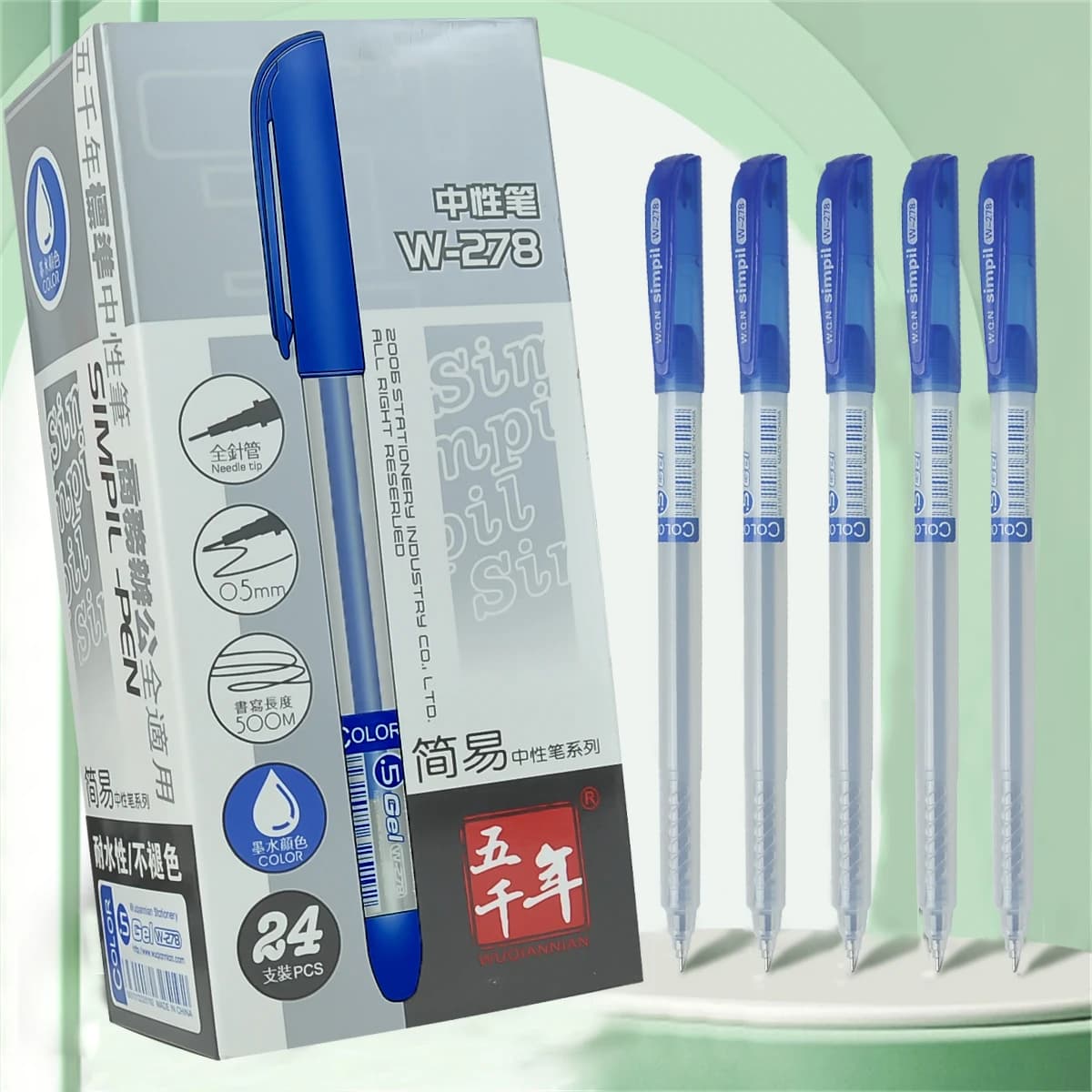 WQN-3/6/12 pezzi punta penna neutra blu 0,5 mm penna firma per uso ufficio penna prescrizione medico penna per scrittura