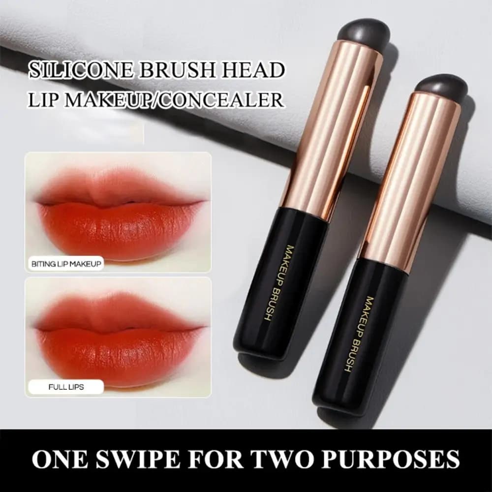 GECOMO Pennello per labbra in silicone morbido per rossetto Colorazione Pennello per trucco labbra portatile con sbavature naturali