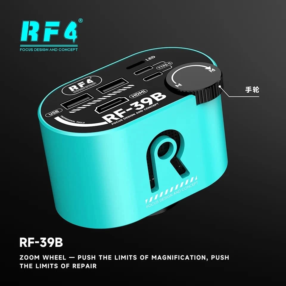 RF4 RF-39B Telecamera per microscopio grandangolare CMOS 4K con zoom lossless con volantino zoom per riparazione di precisione di chip PCB elettronici