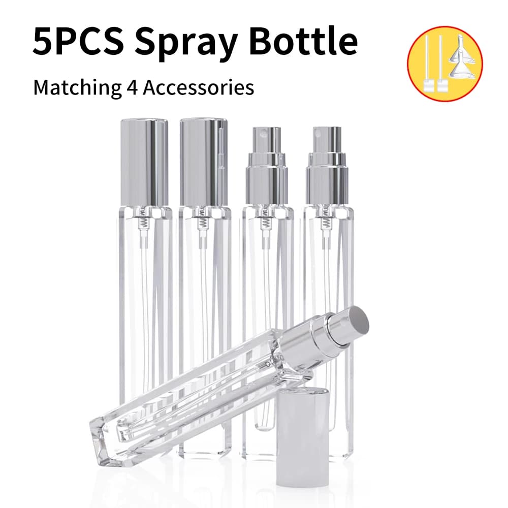 Atomizzatore di Colonia da 5 pezzi vuoto, mini bottiglia d'acqua per profumo da 10 ml, flacone spray per profumo tascabile, spruzzatore da viaggio e campione