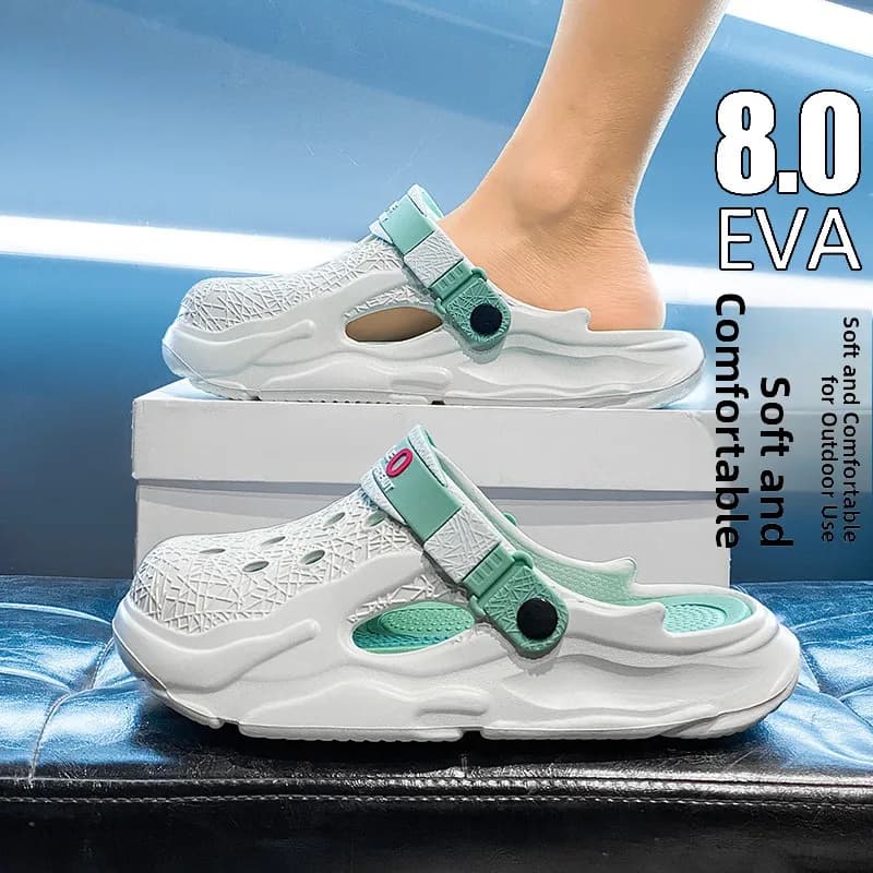 2026 New Men's Open-Toe Slippers Summer Outdoor Anti-Slip Driving Beach Sandals Breathable Comfortable EVA Slippers
