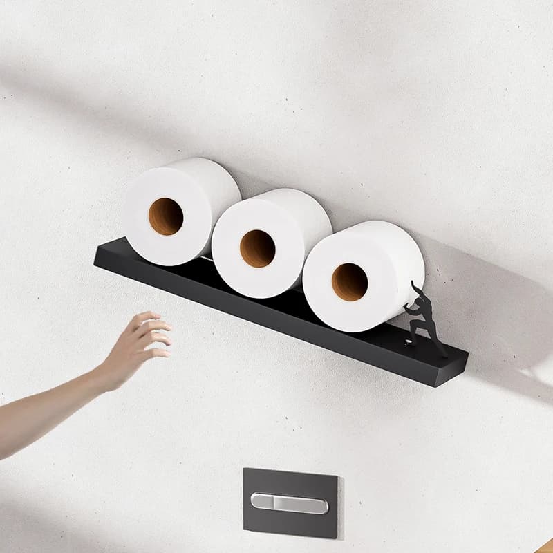 Portarotolo nero creativo per carta igienica, decorazione per il bagno, portaoggetti per il bagno, adatto per l'uso domestico