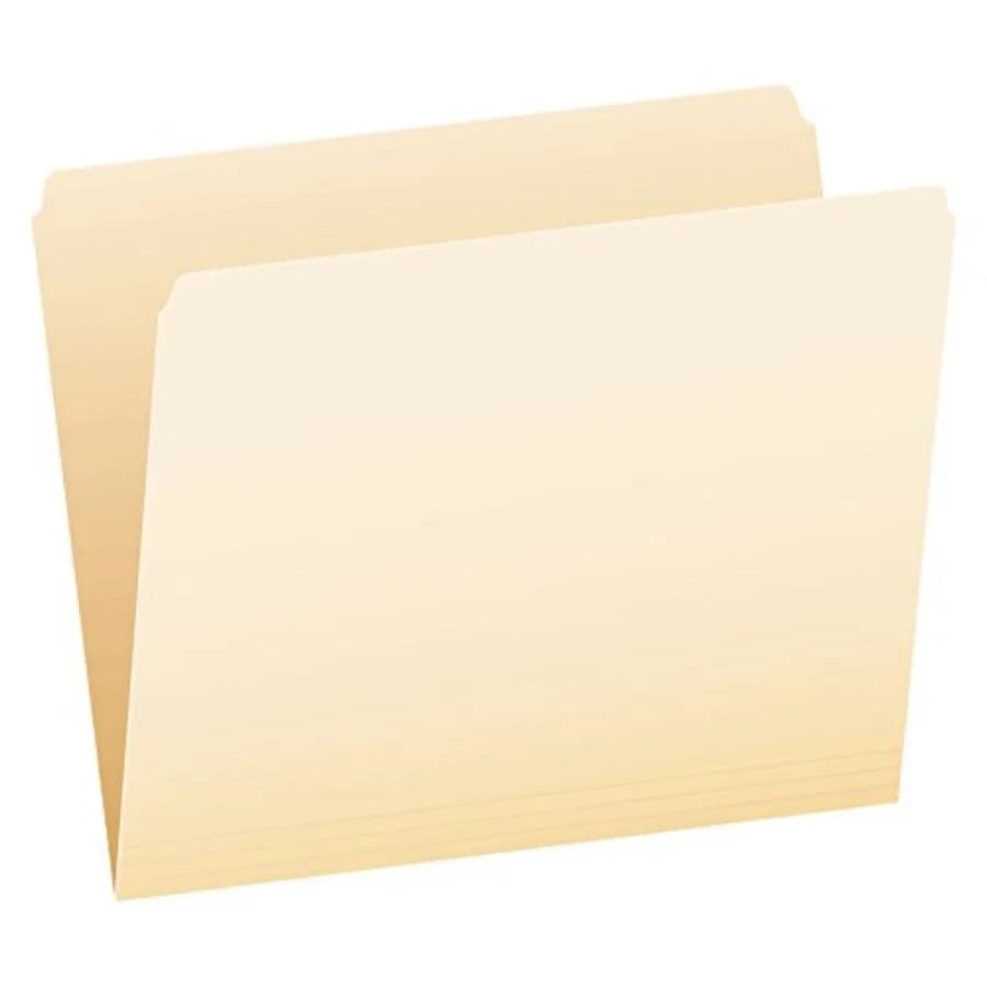 752 File Folders, Straight Cut, Top Tab, Letter, Manila Box of 100,Natural