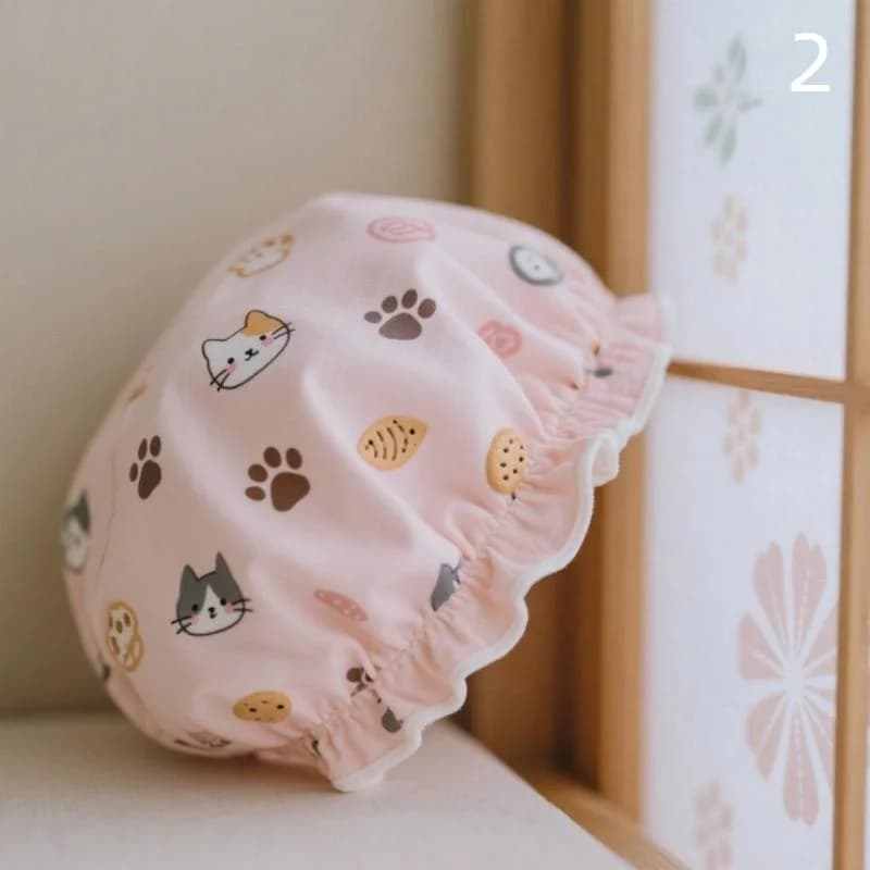 1 pc waterproof woman shower head large elastic band reusable bath cup cartoon cat bear dog shower hat bathroom accessories