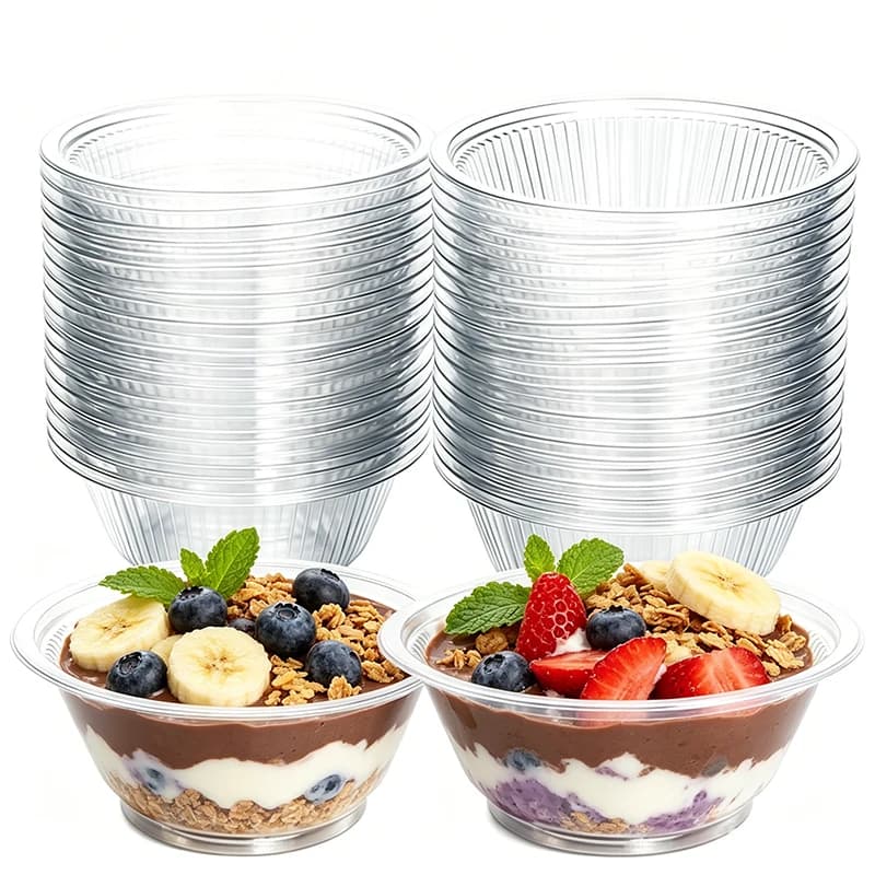50/100PCS Transparent Plastic Bowls Disposable Kitchen Wedding Disposable Plastic Bowls Transparent Snacks Fruits Food Container