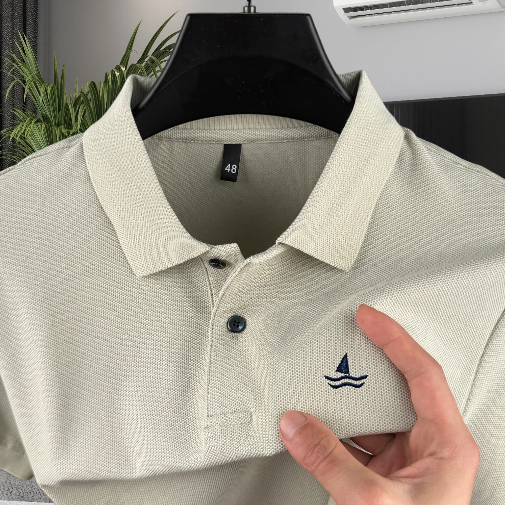Polo da uomo a maniche corte in 100% cotone puro di marca di lusso, ricamo a barca a vela, moda estiva, top da golf, t-shirt casual da lavoro