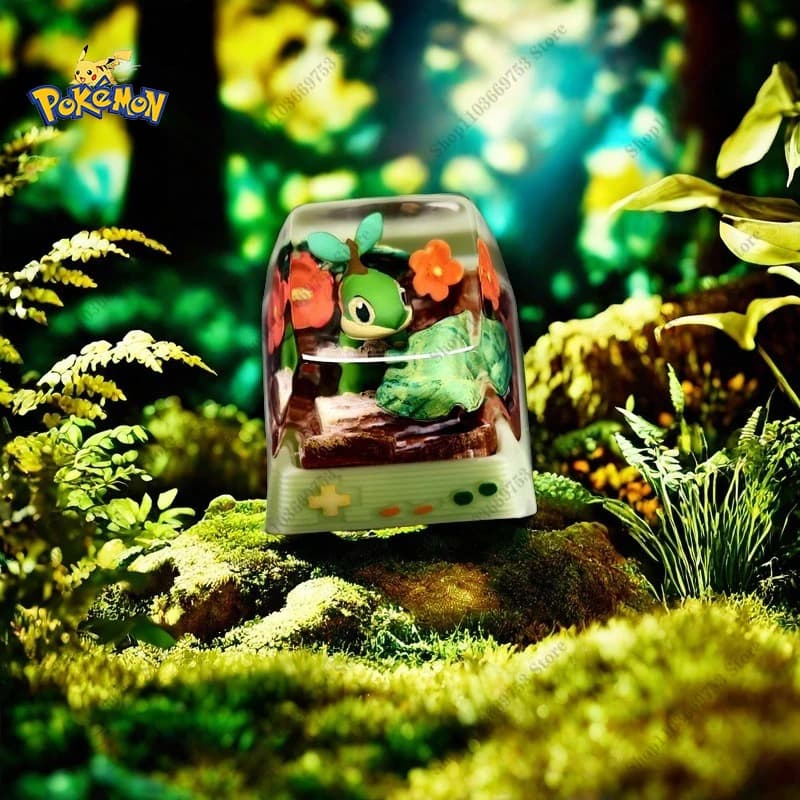 Copritasti in resina Pokemon Personaggio anime Turtwig carino Copritasti in resina trasparente 3D per accessori per tastiera meccanica Miglior regalo