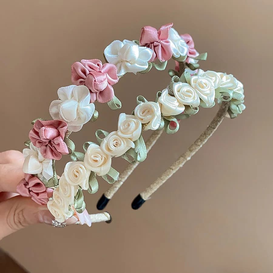 Fascia per capelli con fiori finti a ghirlanda, per donne e ragazze, dolce e regolabile, ornamenti floreali per capelli, copricapo per le vacanze Z