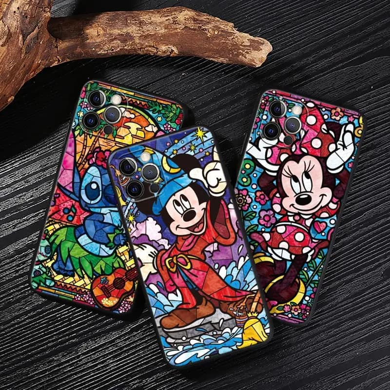 Disney Case with Effet Painting Minnie Mickey Unit for iPhone 17 16 15 14 13 12 11 Pro Max Plus, Cover for iPhone 17 Pro 17E Air 16E Funda