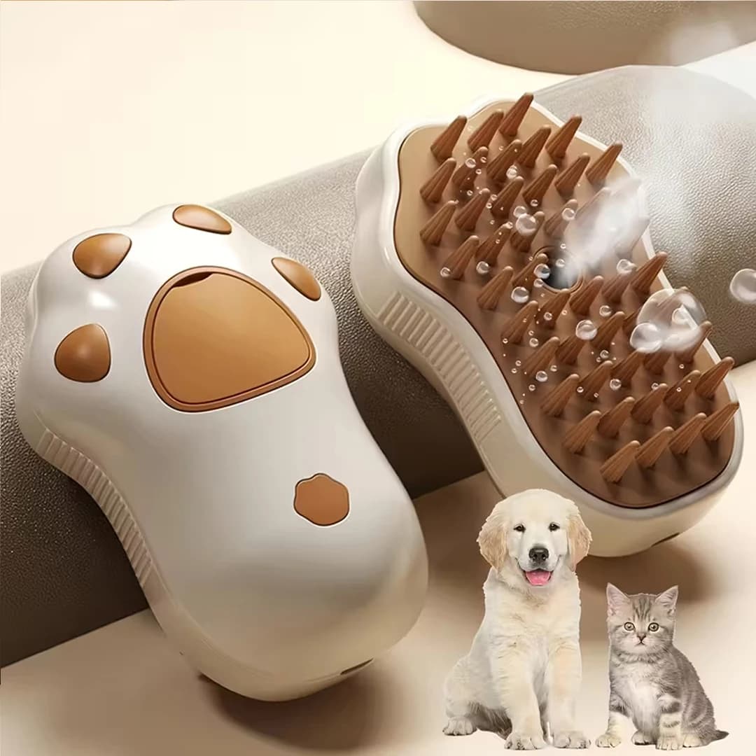 Spazzola Elettrica 3 in 1 per Animali Domestici con Vapore, Stile Zampa di Gatto, Spray a un Tasto, Massaggio, Autopulente, per la Rimozione dei Peli di Cani e Gatti