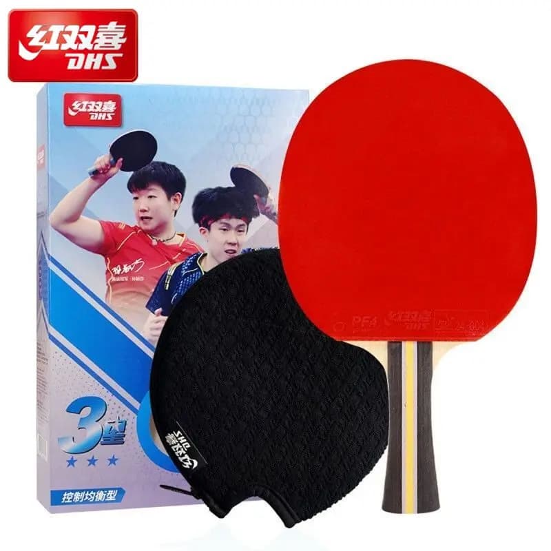 DHS Original Ping Pong Rack Professional 5 Pure Wood Foam Ping Pong Horizontal Handle with H3002 Case
